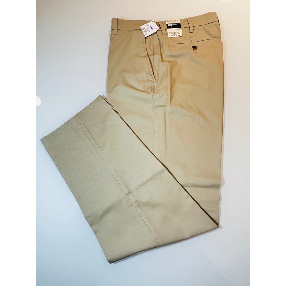 St. Johns Bay Worry Free Pant Mens 36x34 Khaki Classic Fit Chino Cotton NWT